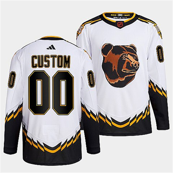 Men's Boston Bruins Custom 2022 White Reverse Retro Stitched Jersey